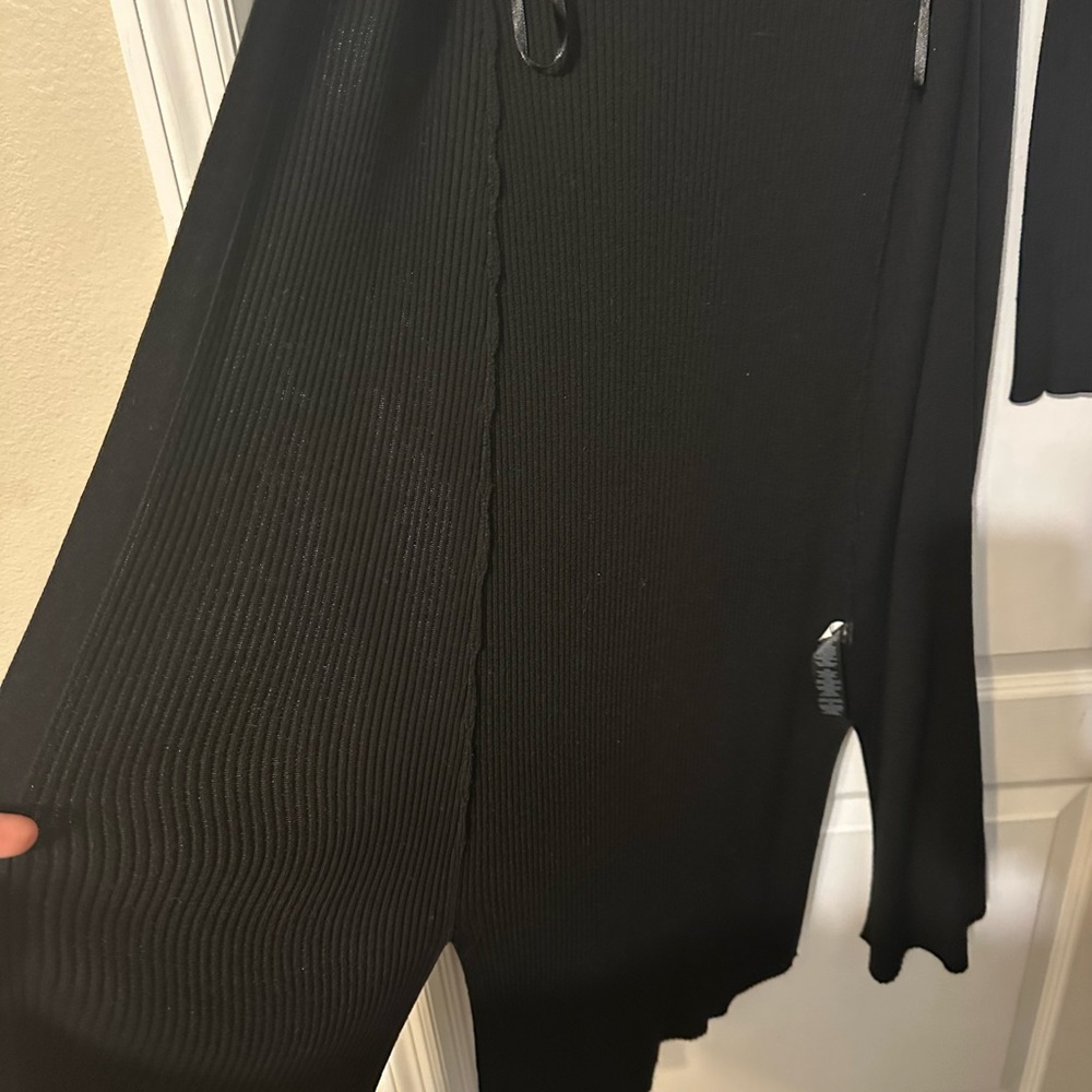 WHBM Black Long Sleeve Open Front Midi Duster Cardigan Sweater - Picture 6 of 7